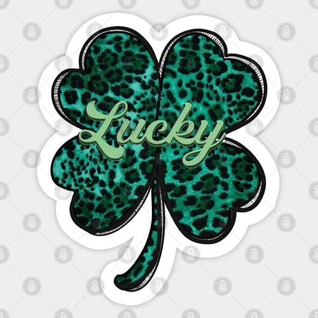 Shamrock Green Cheetah Pattern Lucky Sticker by Sheila’s Studio